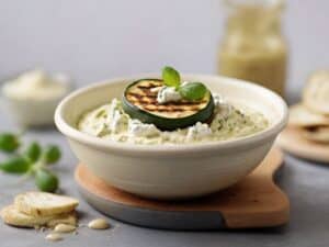 Tartinade de fromage de chèvre et courgettes grillées
