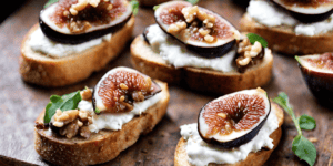 Crostinis au chèvre frais, figues et noix