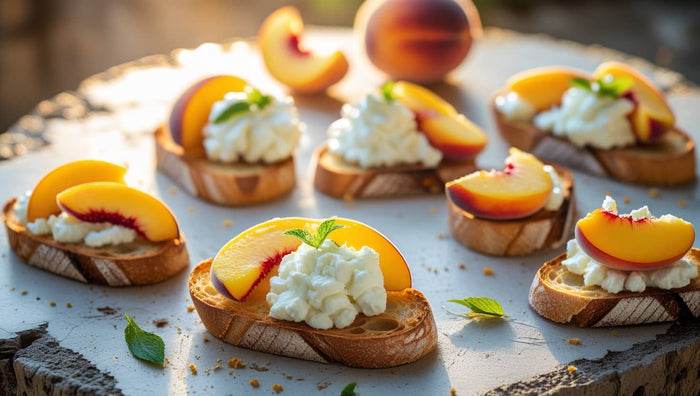 Tartines apéro à la pêche et mousse de chèvre citronnée